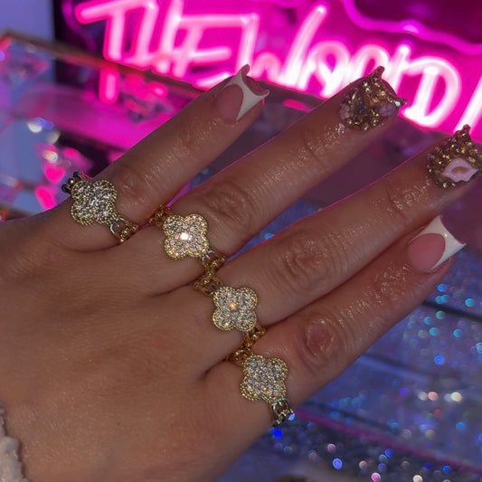(adjustable) Diamond Clover Ring💎
